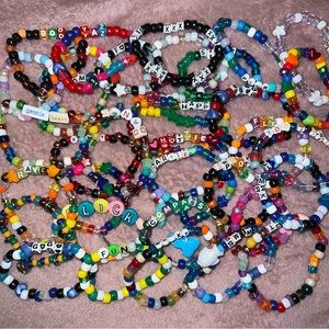 35 Handmade Unique One of a Kind Kandi bead Single bracelets Raver jewelry